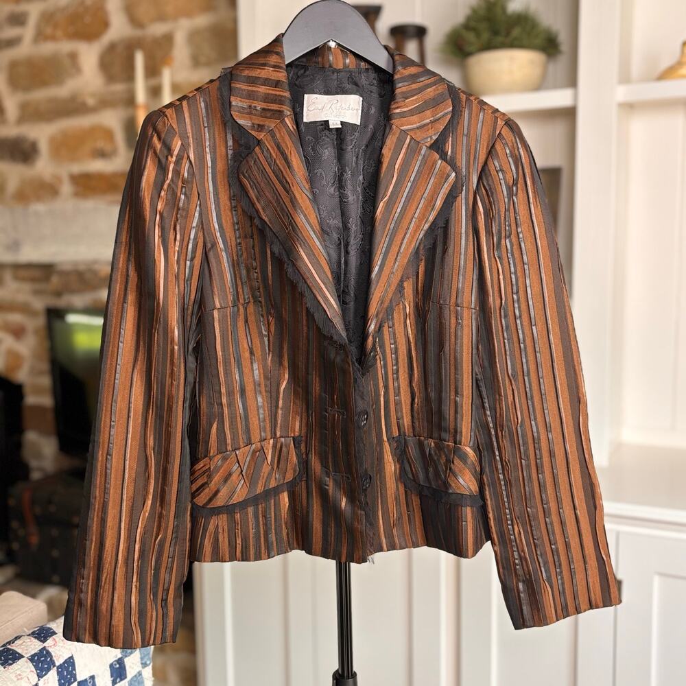 🥉 Earl Rutenburg Collection Vintage Textured Metallic Jacket | M | Bronze/Black